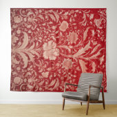 Tapisserie botanique - Floral doré sur rouge (En situation (horizontale))