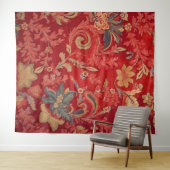 Tapisserie botanique - Floral sur rouge (En situation (horizontale))