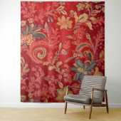 Tapisserie botanique - Floral sur rouge (En situation)