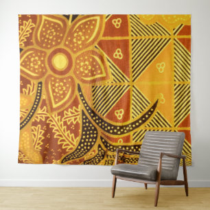 Tapisserie Brown indonésien Batik Floral