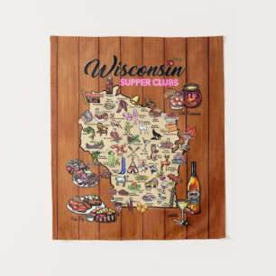Tapisserie - Carte du club de souper du Wisconsin