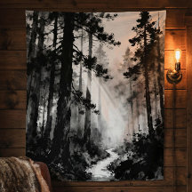 Tapisserie Chemin de forêt brumeuse | Lumière du s