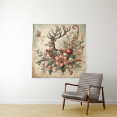 Tapisserie classique de cerfs de Noël (En situation)