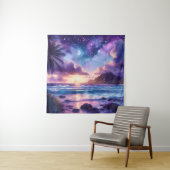 Tapisserie Coucher de soleil violet Plage tropical (En situation)