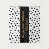 Tapisserie d'anniversaire Black Stars With Message (Devant)