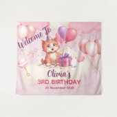 Tapisserie d'anniversaire de chat Kitty (Devant (Horizontal))