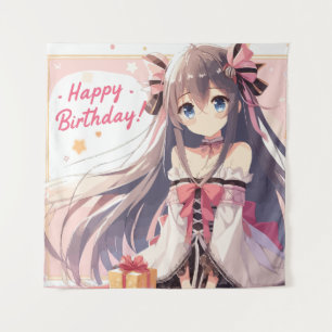 Tapisserie d'anniversaire de fille d'anime