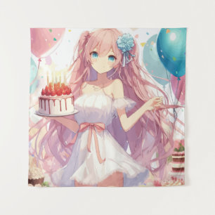 Tapisserie d'anniversaire de fille d'anime