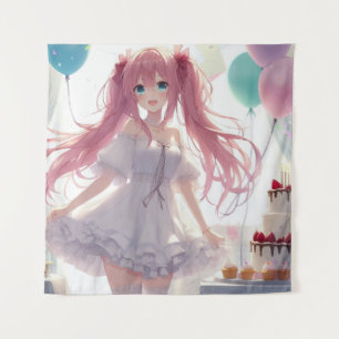 Tapisserie d'anniversaire de fille d'anime
