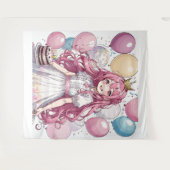 Tapisserie d'anniversaire de fille d'anime (Devant (Horizontal))