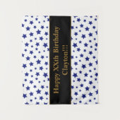 Tapisserie d'anniversaire Étoiles Bleues avec Mess (Devant)