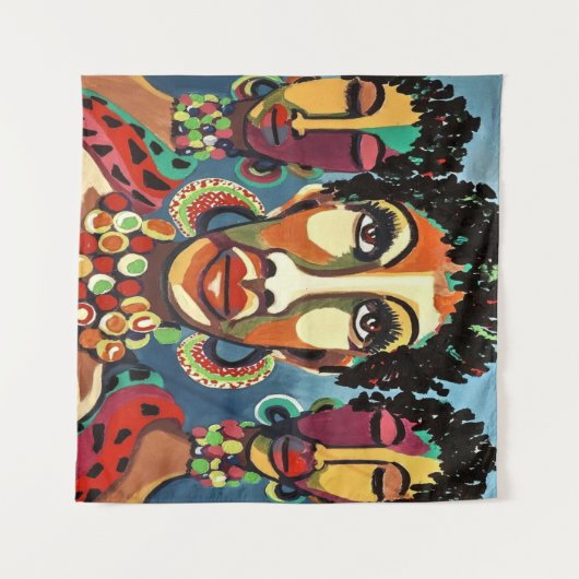 Tapisserie d'art africain colorée (Devant (Horizontal))