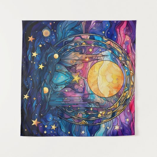 Tapisserie d'art en verre feuilleté céleste (Devant (Horizontal))