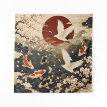 Tapisserie d'art japonais élégant personnalisé Koi