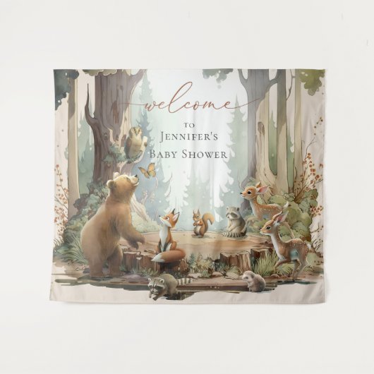 Tapisserie de Baby shower de bois (Devant (Horizontal))