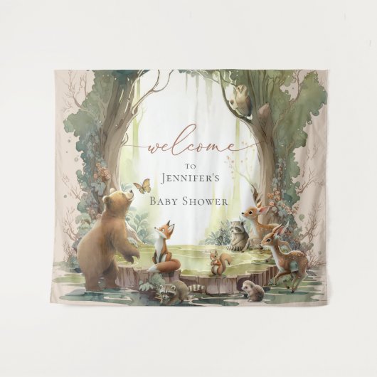 Tapisserie de Baby shower de bois (Devant (Horizontal))