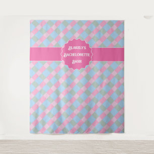 Tapisserie de Bachelorette à carreaux gingham rose