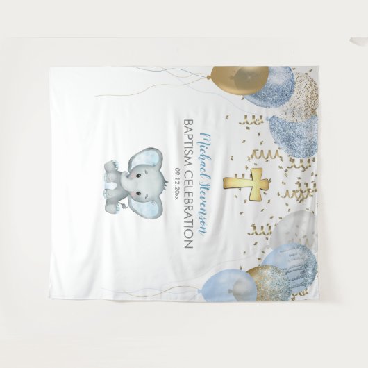 Tapisserie de baptême à l'aquarelle avec ballons é (Devant (Horizontal))