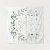Tapisserie de baptême de bébé Croix de verdure d'e (Devant (Horizontal))