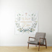 Tapisserie de baptême de bébé Croix de verdure d'e (En situation)