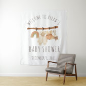 Tapisserie de bienvenue Baby Shower Boho Clothesli (En situation)
