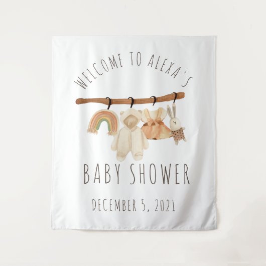 Tapisserie de bienvenue Baby Shower Boho Clothesli (Devant)