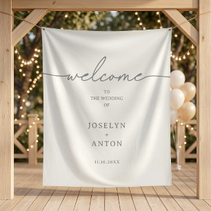 Tapisserie de bienvenue de mariage gris calligraph