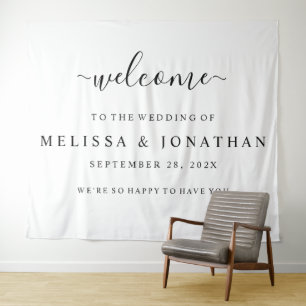 Tapisserie de bienvenue de mariage noir or