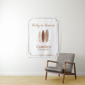 Tapisserie de bienvenue pour douche de bébé surfeu (En situation)