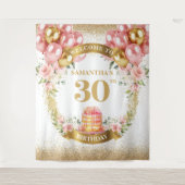 Tapisserie de célébration dorée rosée pour 30 ans (Devant)