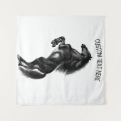 Tapisserie de Cheval Noir avec texte personnalisé (Devant (Horizontal))