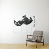 Tapisserie de Cheval Noir avec texte personnalisé (En situation (horizontale))