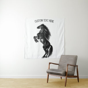 Tapisserie de Cheval Noir avec texte personnalisé