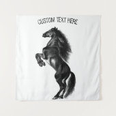 Tapisserie de Cheval Noir avec texte personnalisé (Devant)