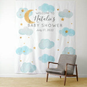Tapisserie de douche pour bébé Moon & Stars texte