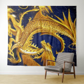 Tapisserie de dragon d'or céleste (En situation (horizontale))