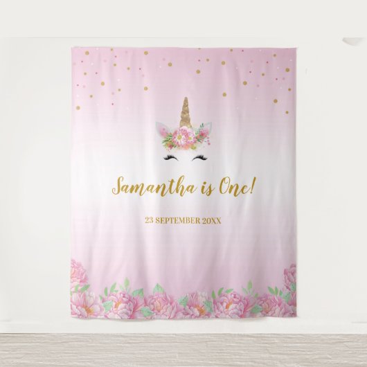 Tapisserie de fête d'anniversaire de licorne Banni (Devant)