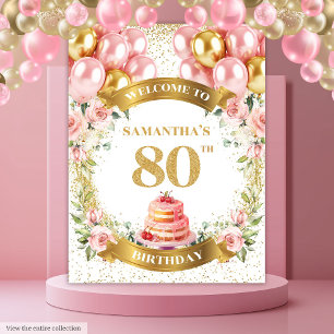 Tapisserie de fête d'anniversaire rose gold pour 8