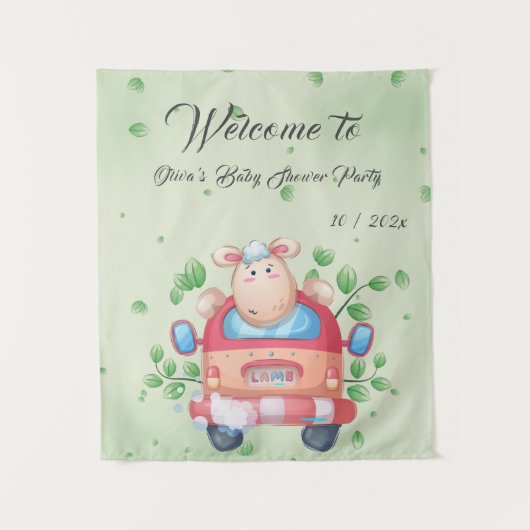 Tapisserie de fête de bébé agneau mignon (Devant)
