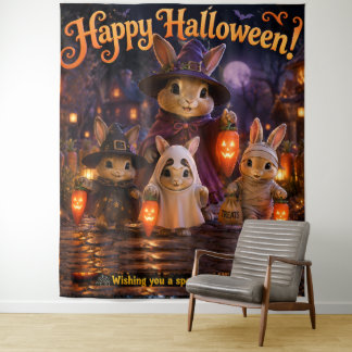 Tapisserie de fête de lapins/lapin Happy Halloween