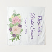 Tapisserie de Fête de Mariage Florale Violette (Devant (Horizontal))