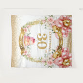 Tapisserie de fête dorée rose pour un charmant 30e (Devant (Horizontal))