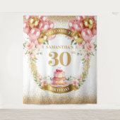 Tapisserie de fête dorée rose pour un charmant 30e (Devant)