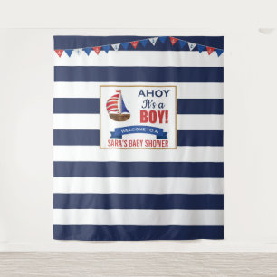 Tapisserie de fête pour bébé garçon marine Ahoy It