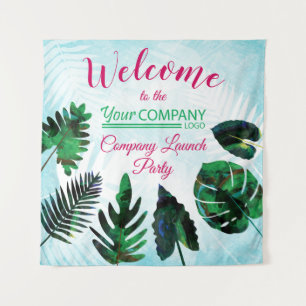 Tapisserie de feuilles tropicales vert aquamarin