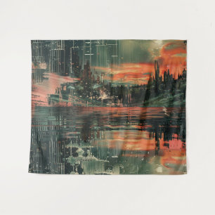 Tapisserie de fond abstrait de gratte-ciel la nuit