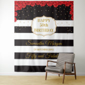 Tapisserie de fond de fête d'anniversaire aux rose (En situation)