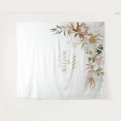 Tapisserie de fond de mariage bohème chic avec nom (Devant (Horizontal))