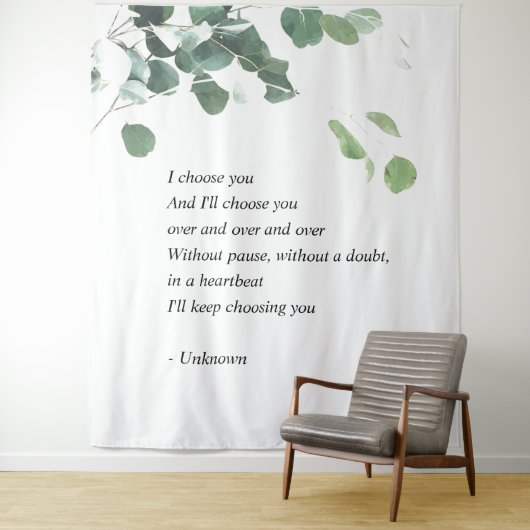 Tapisserie de fond de mariage eucalyptus aquarelle (En situation)