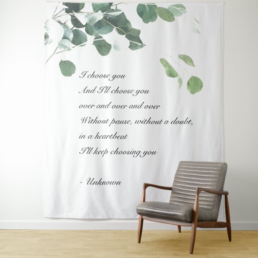 Tapisserie de fond de mariage eucalyptus aquarelle (En situation)